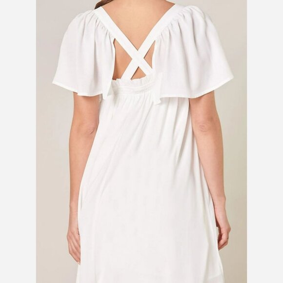 Island Vacay White Flutter Sleeve Midi Dress - Picture 5 of 10